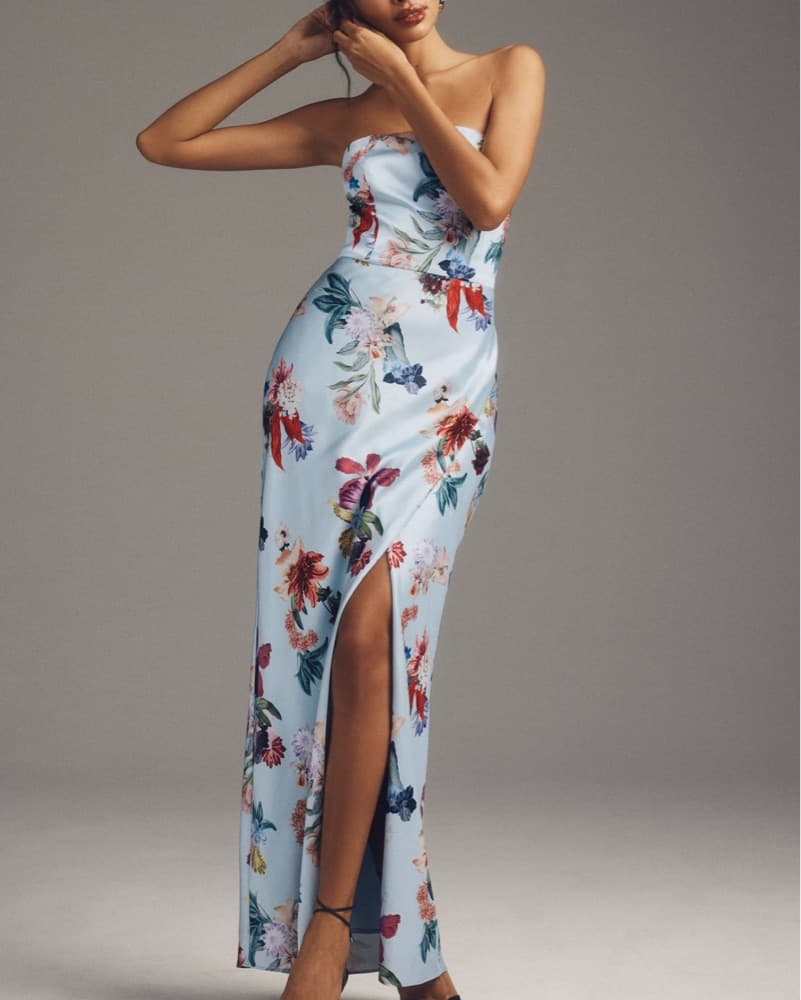 Anthropologie Floral Strapless Dress - Image 3