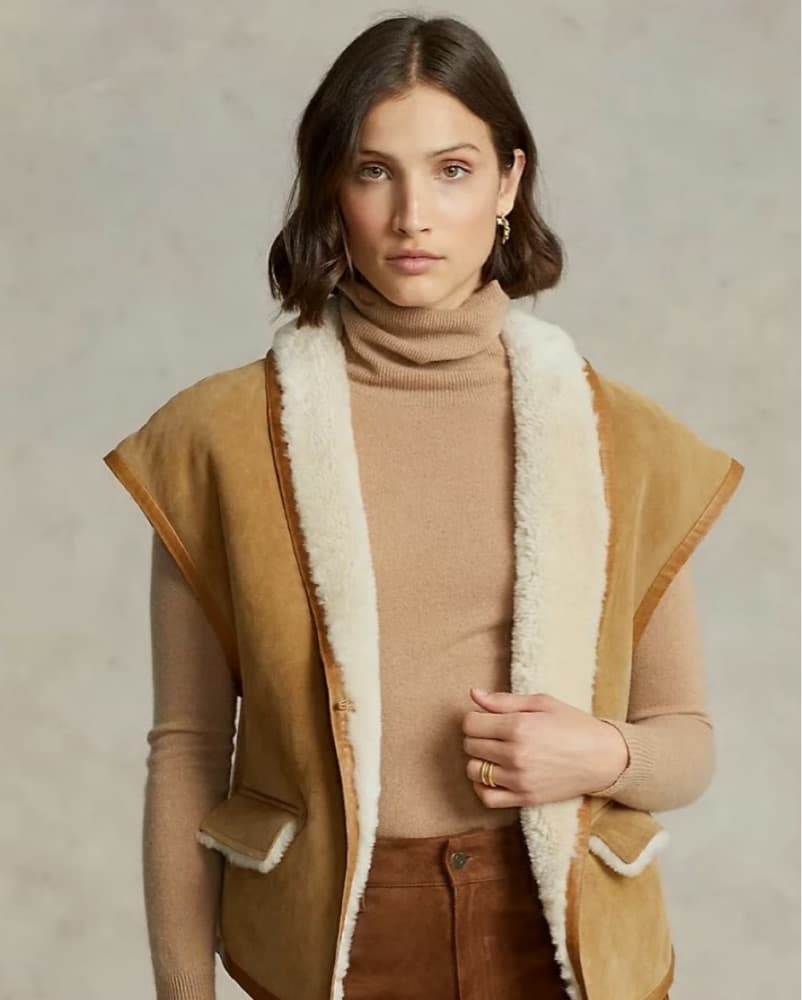 Polo Ralph lauren Suede Shearling Vest - Image 2