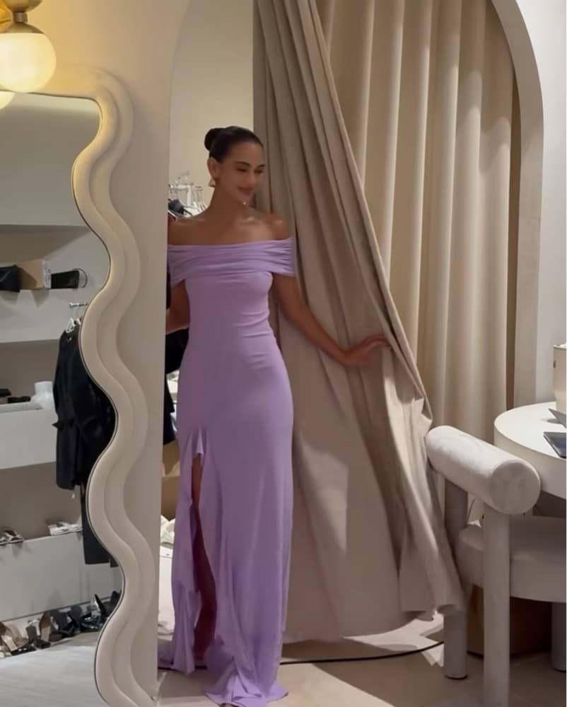 Meshki Purple Off The Shoulder Dress - Image 1
