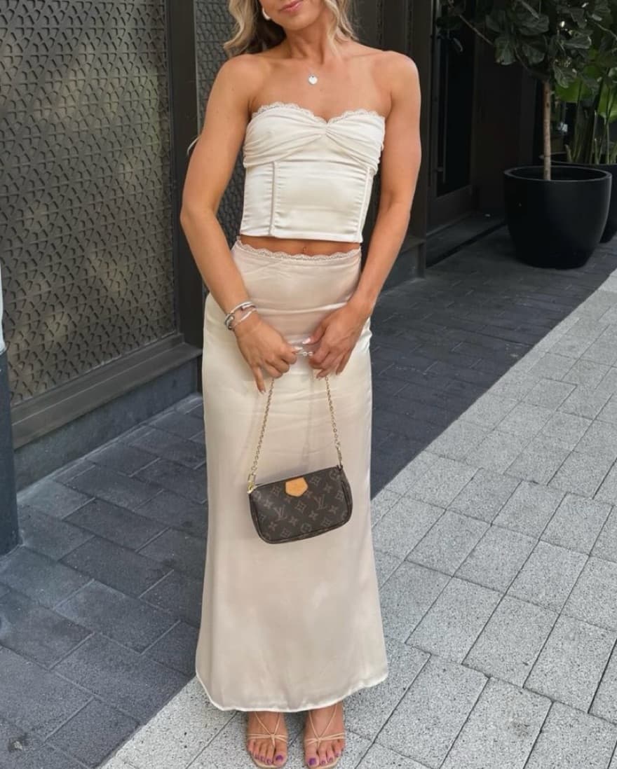 Cream Silk Set  - Image 1
