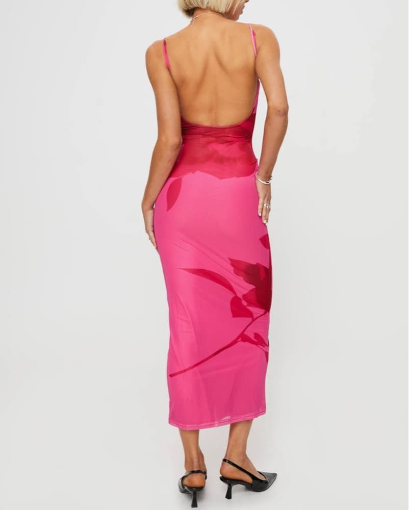 Knox Maxi Dress Hot Pink Floral  - Image 3