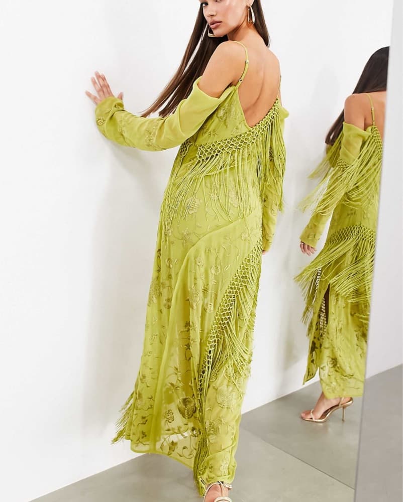 ASOS Green Fringe Dress - Image 2