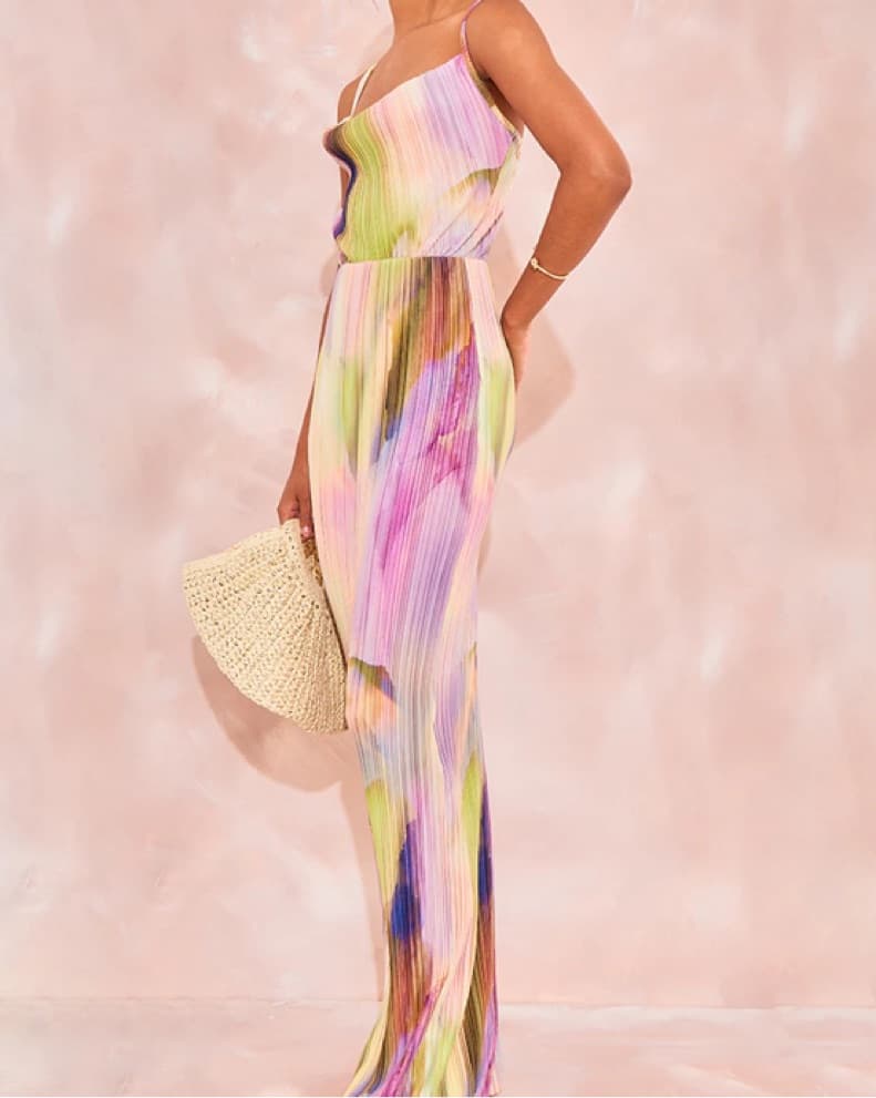 Purple Watercolour Print Maxi Dress   - Image 1