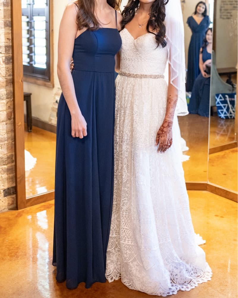 Navy David’s Bridal Dress - Image 1