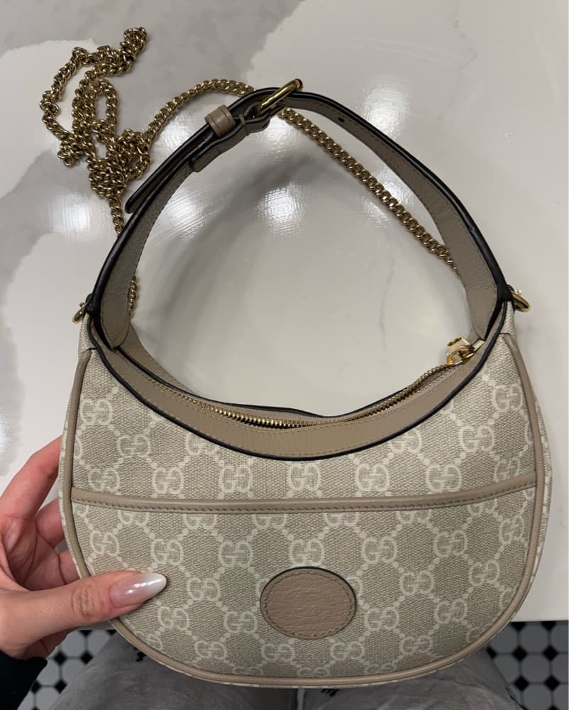 Gucci Tan Half Moon Bag - Image 4