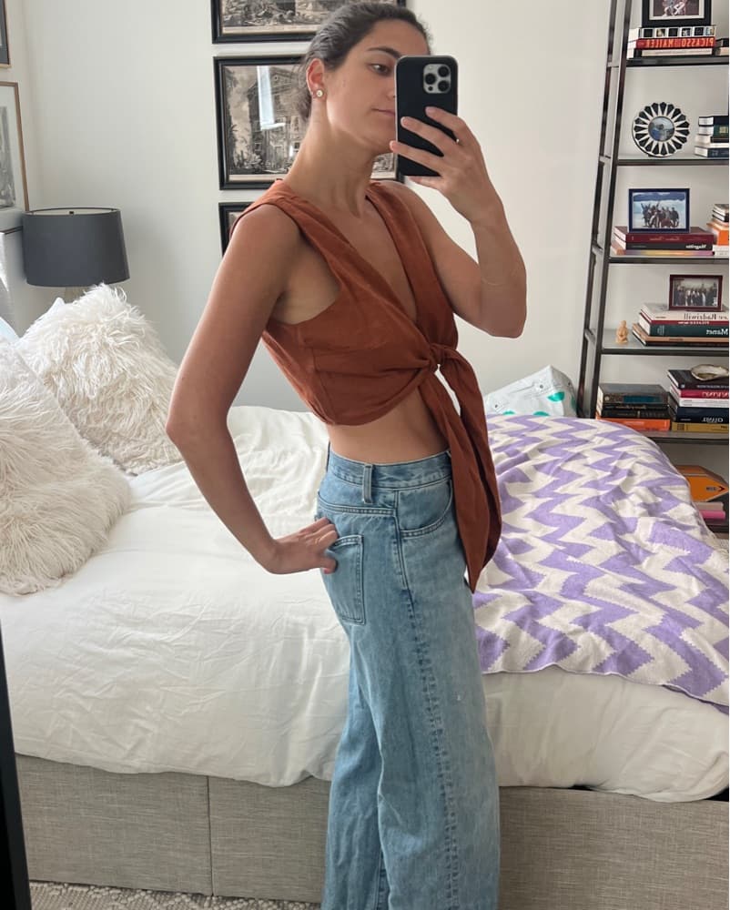 Rust Cutout Tie-Front Crop Top - Image 2