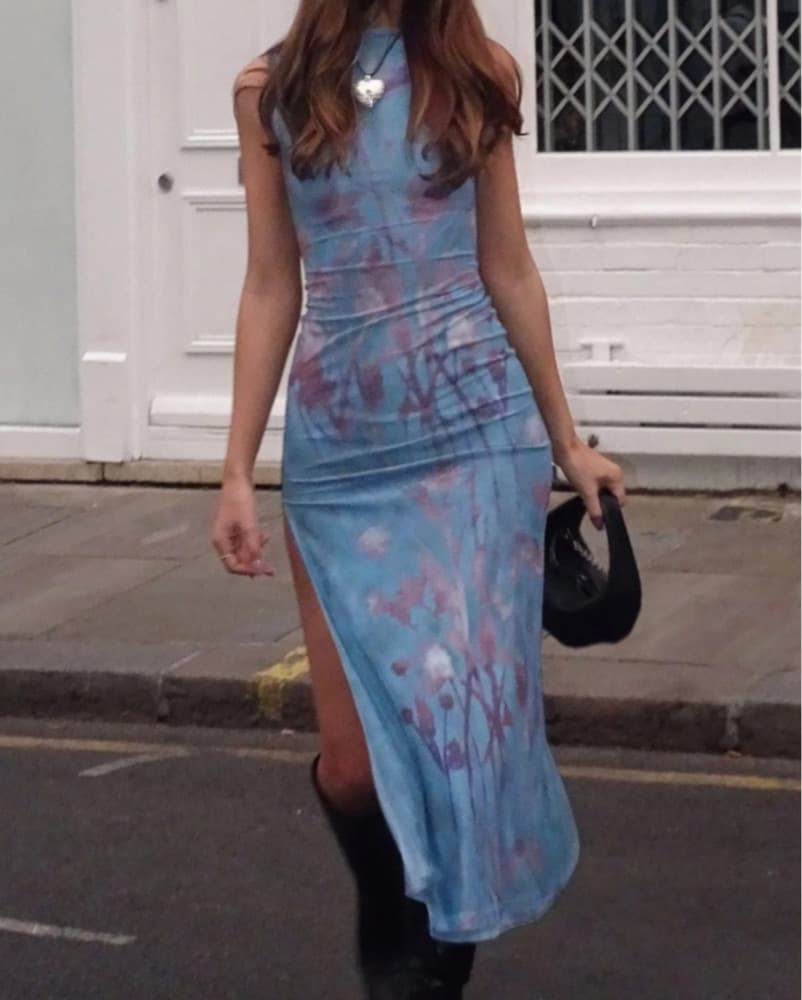 MOTEL Rocks Blue Floral Dress - Image 1