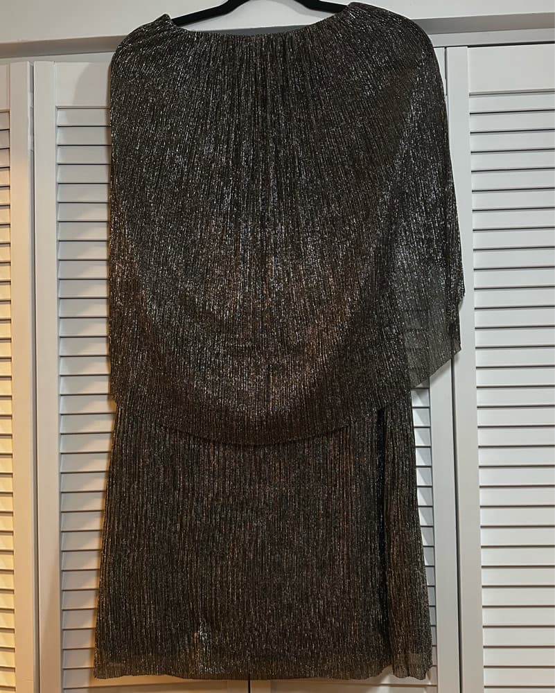 Trina Turk Metallic Sheer Cape Dress  - Image 4