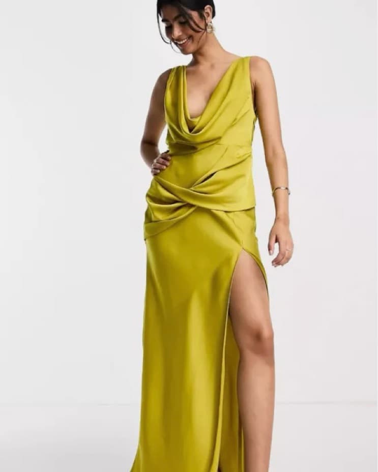 Gold Satin ASOS dress - Image 3