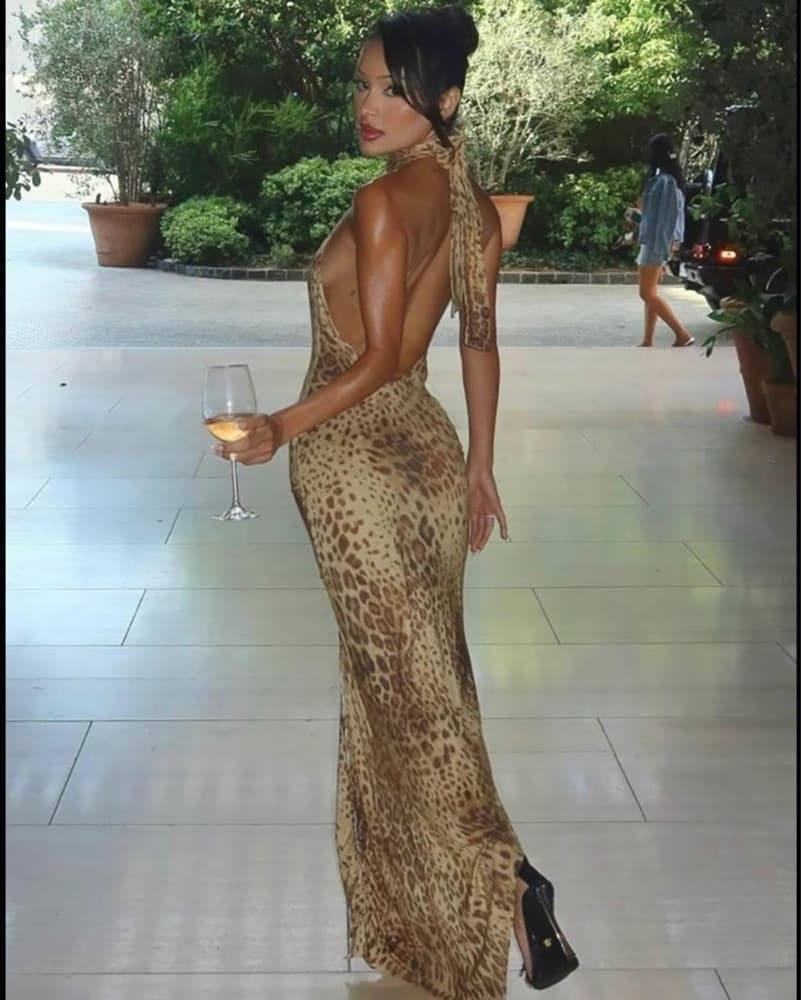 Midi Halter Neck Dress - Image 2