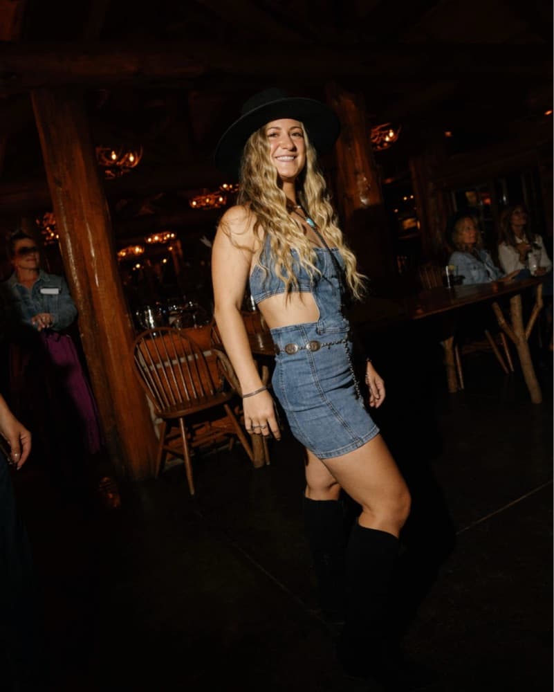 Denim Mini Cut Out Dress Silver Belt - Image 1