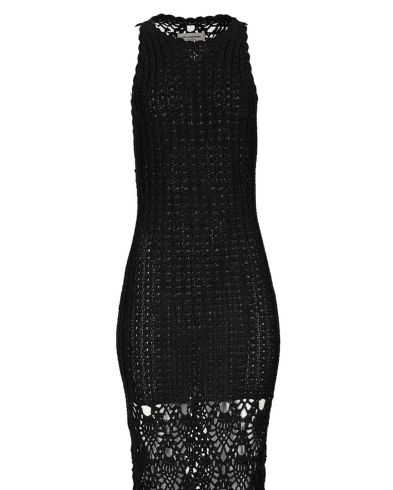 Black Crochet Knit Midi Dress  - Image 3