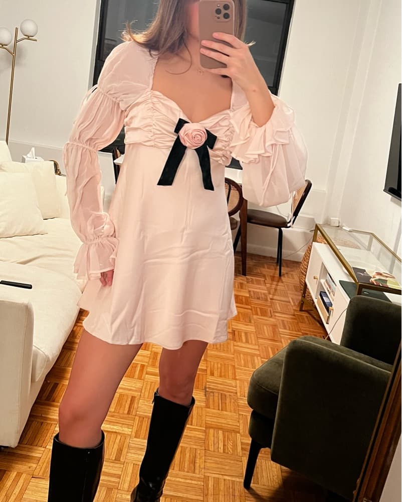 Valentine’s Mini Dress with Bow Accents - Image 1