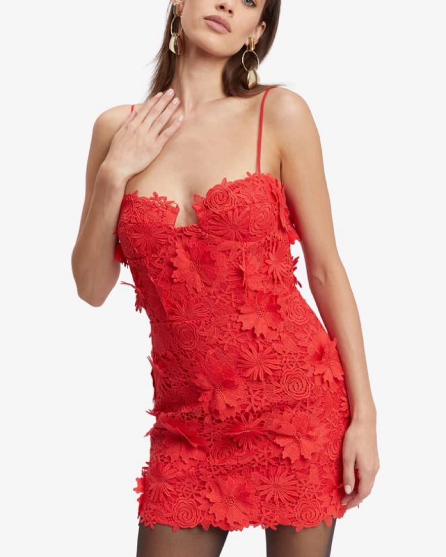 Bardot Brias Lace Mini Dress In Fire Red - Image 1