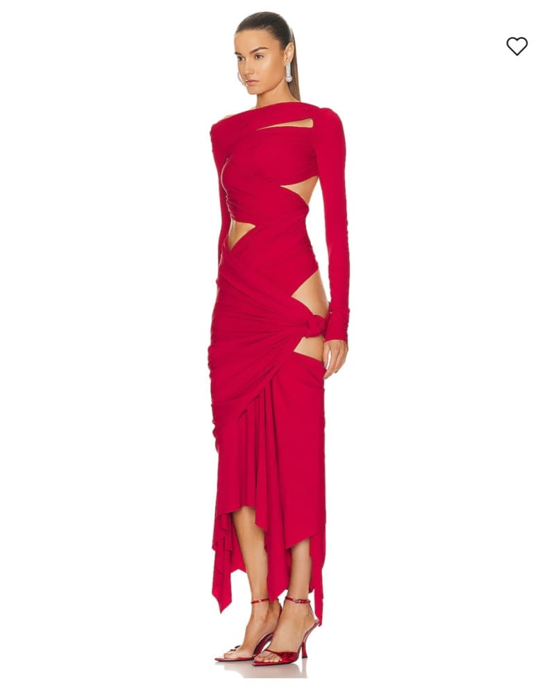 The attico Red Cutout Long-Sleeve Maxi Dress - Image 3
