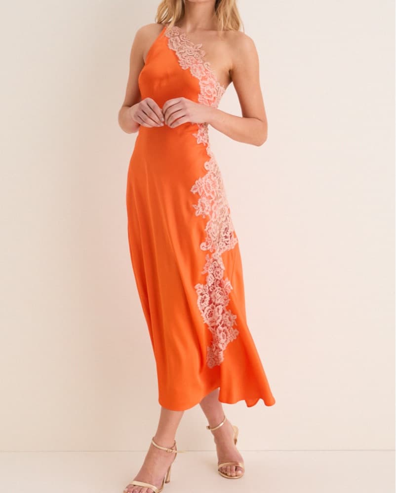 A.L.C orange Lou satin & lace dress - Image 5