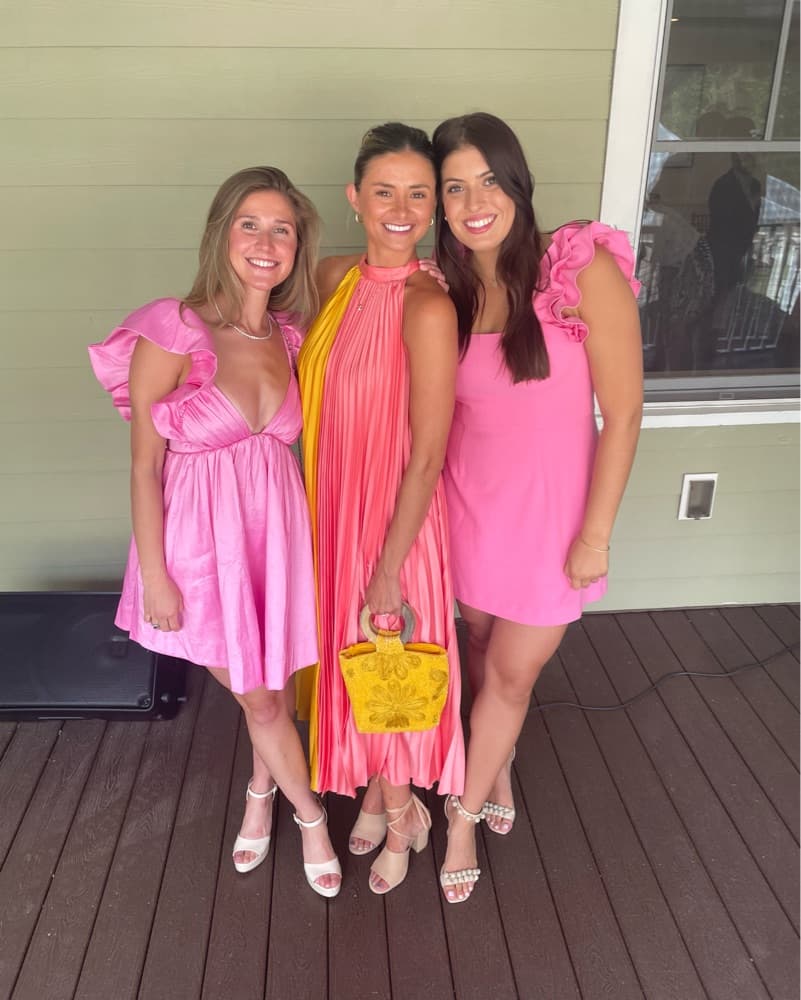 Pink and Yellow Color-Blocked Maxi Dress - Image 4