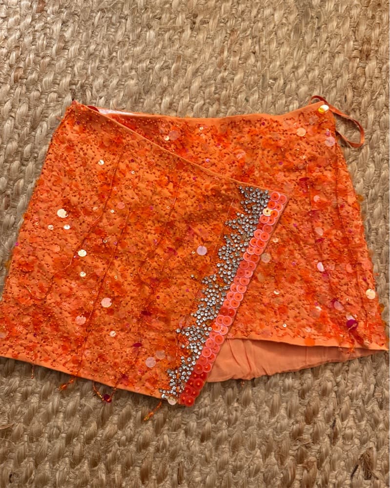 Des Phemmes Orange Sequin Skirt $995 - Image 4