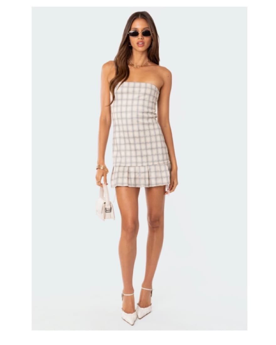 Plaid Strapless Mini Dress  - Image 2