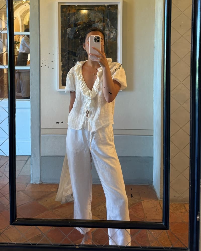 Dreamy Linen Ruffle Blouse - Image 1