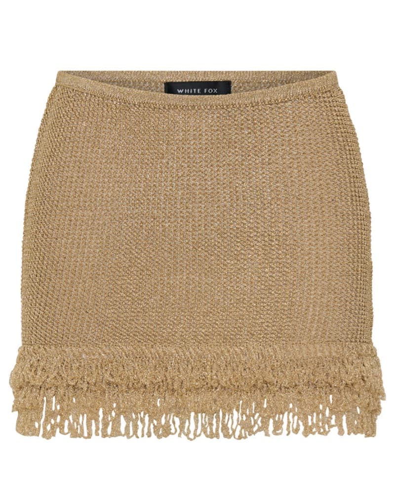 Gold Knit Mini Skirt - Image 2