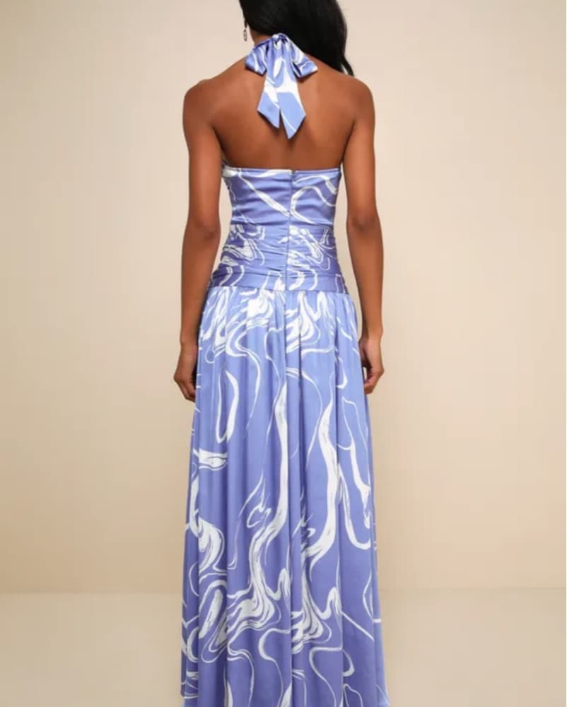 Elegant Marble Halter Gown - Image 2