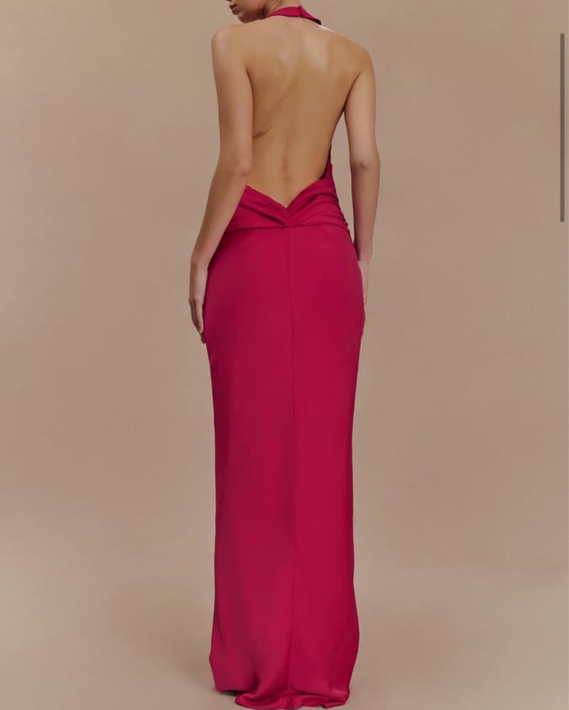 Cherry Red Halter Maxi Dress - Image 3