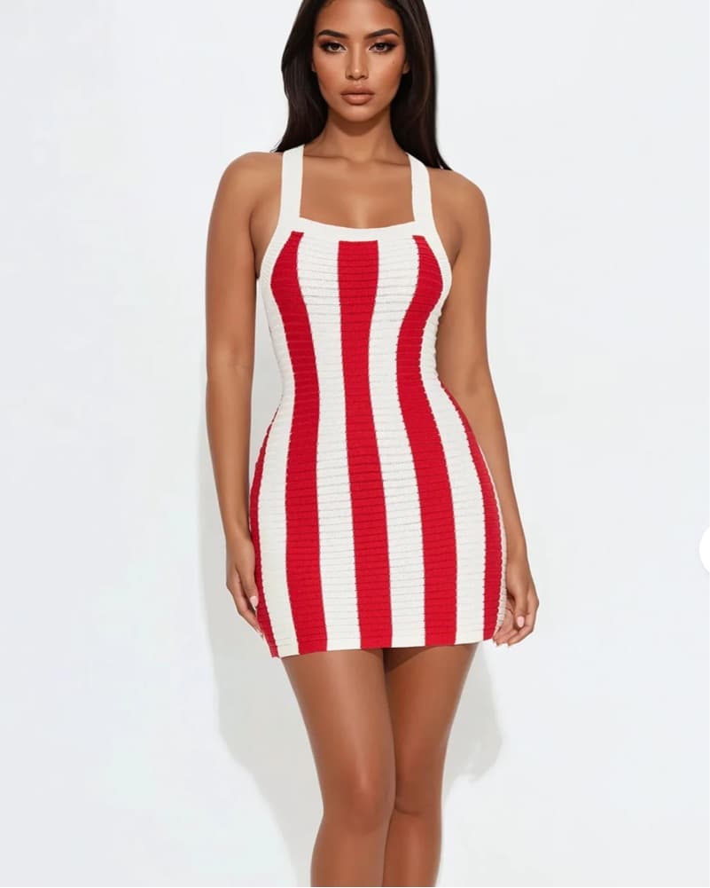 Vibrant Striped Mini Dress - Image 3