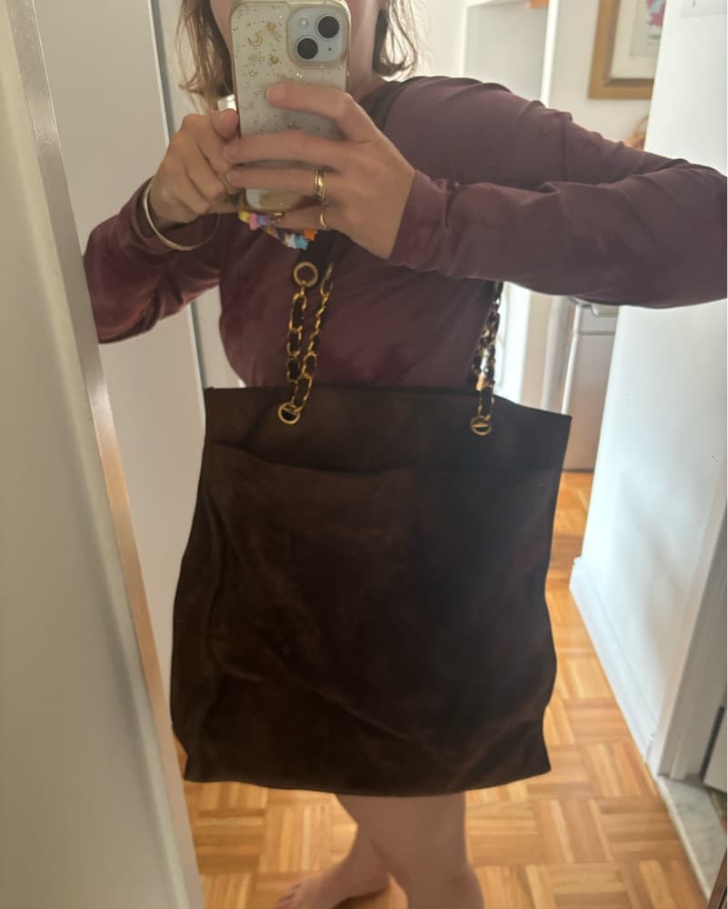Chanel Brown Suede Tote - Image 6