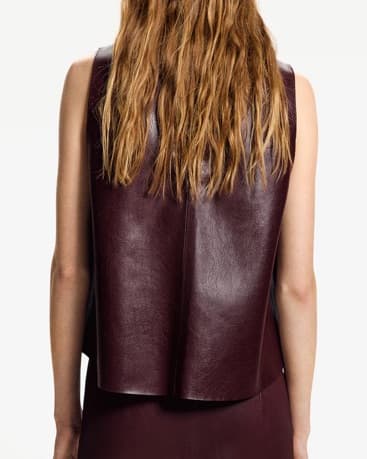 Maroon Coated Faux Leather Tank Top H&M - Image 4