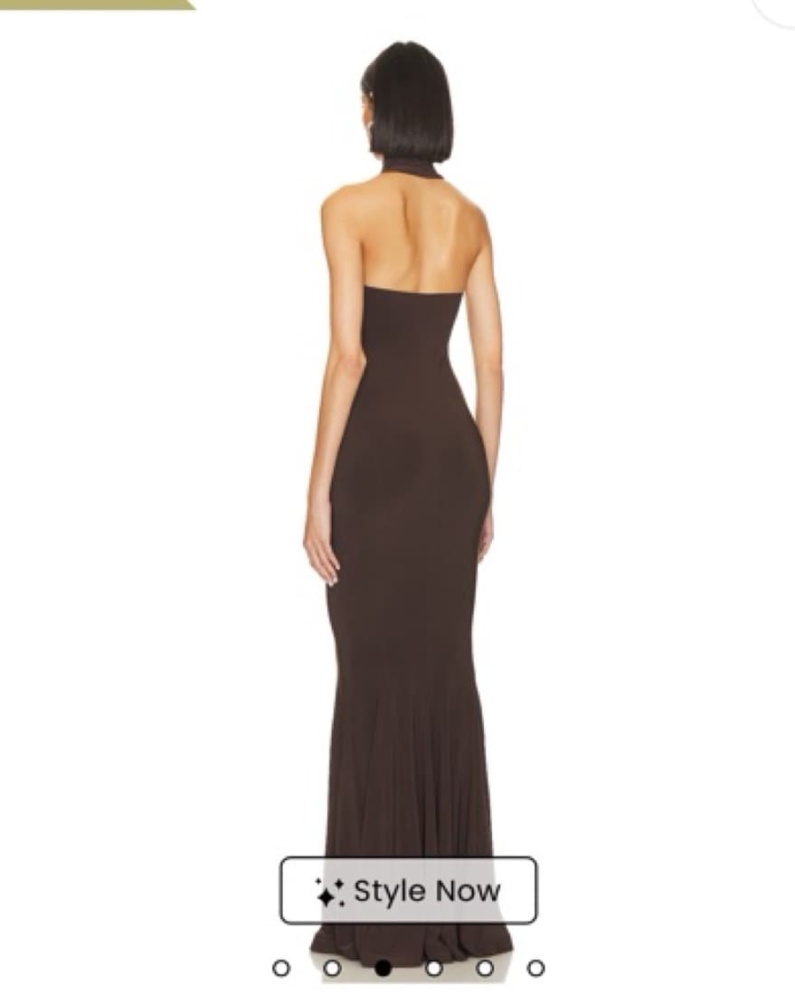 Halter Turtle Fishtail Gown in Chocolate - Image 4