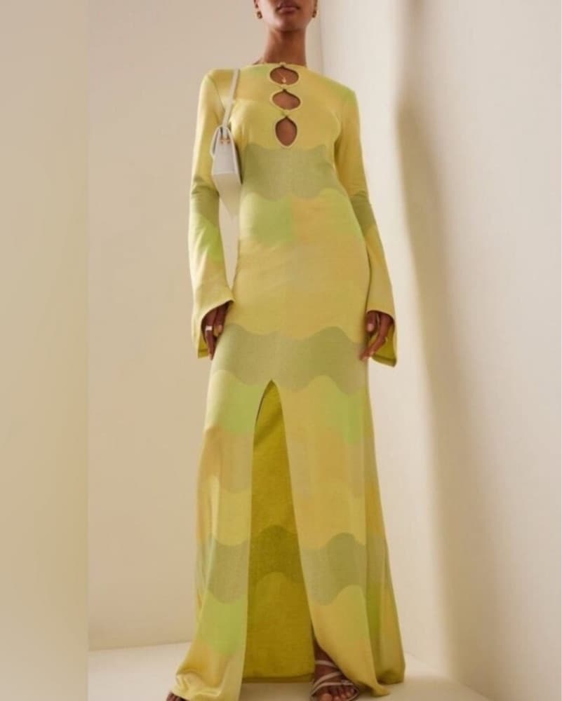 Alexis Wavy Keyhole Long Dress - Image 1
