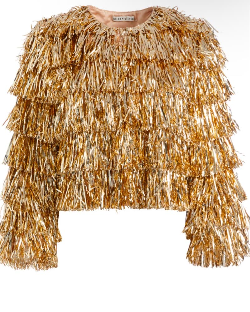 Alice and Olivia Gold Tinsel Jacket - Image 1