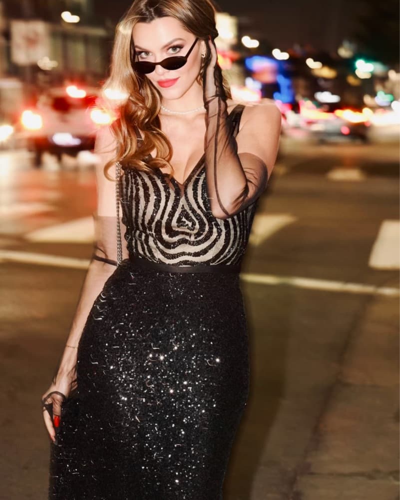 Sparkling Black Old Hollywood Dress - Image 1