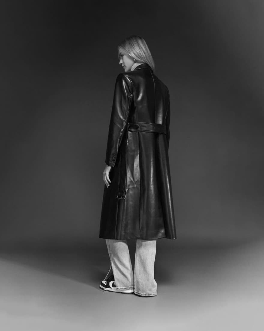 Faux Leather Trench - Image 4