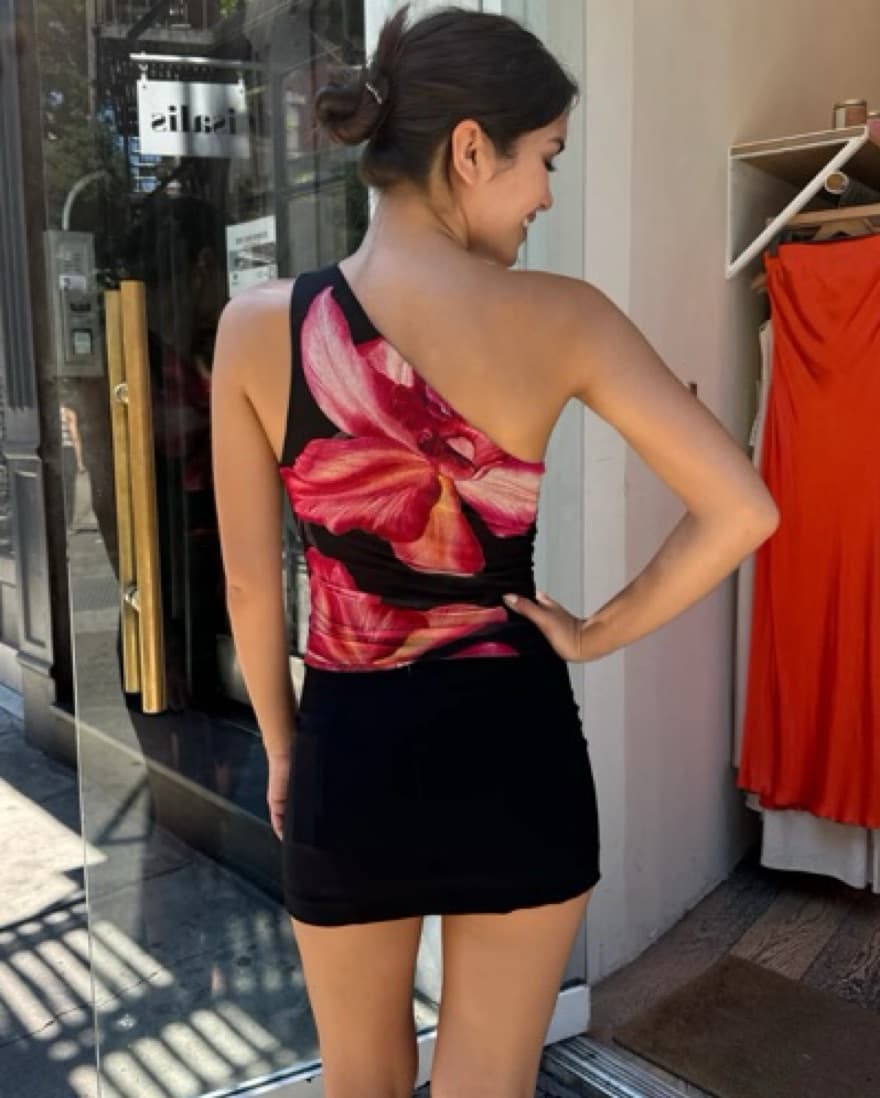 Black Flora Isalis Scandone Shoulder Top - Image 3