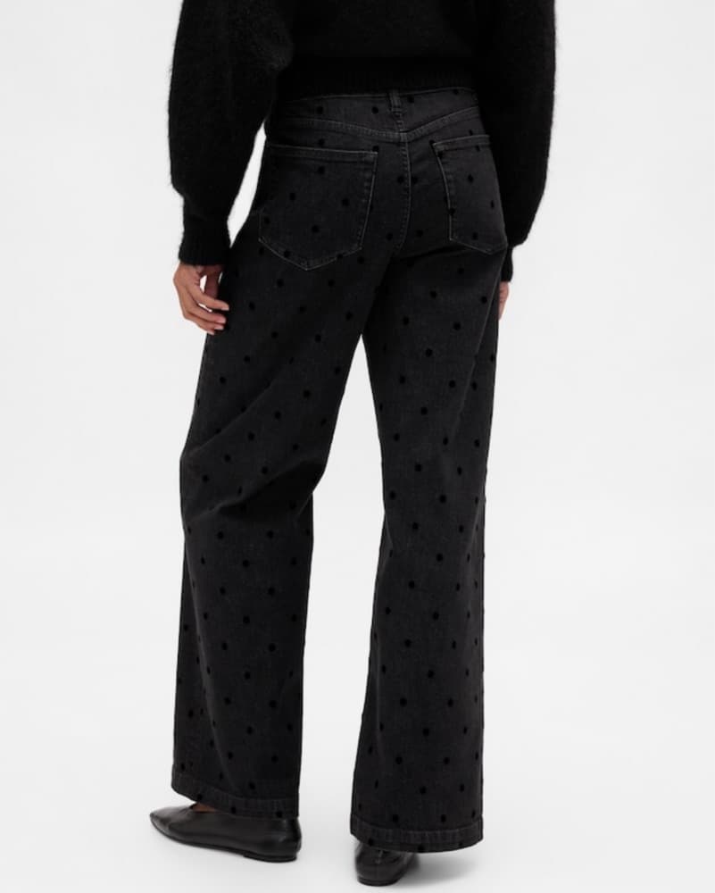 Petite Wide Leg Polka Dot Jeans - Image 3
