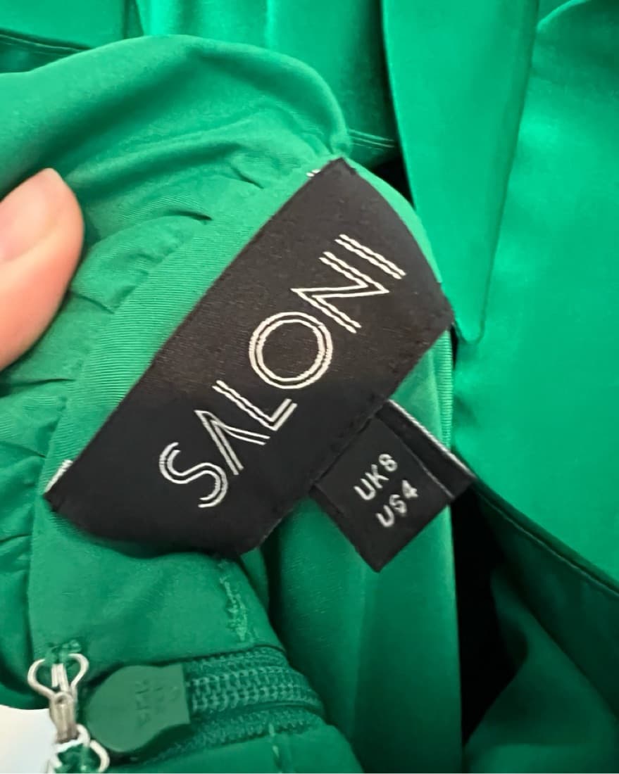 Saloni Emerald Green Silk Dress - Image 4