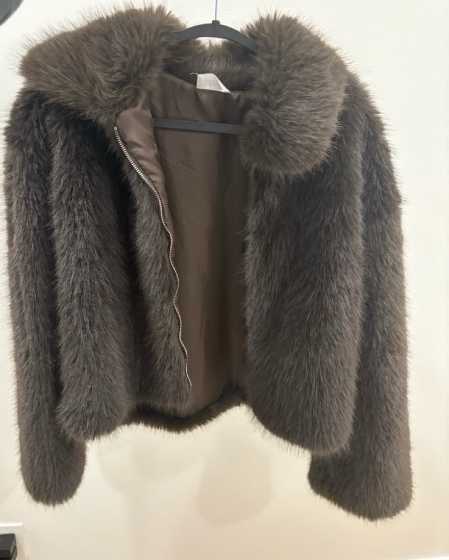 Faux Fur Brown Jacket Size M - Image 4