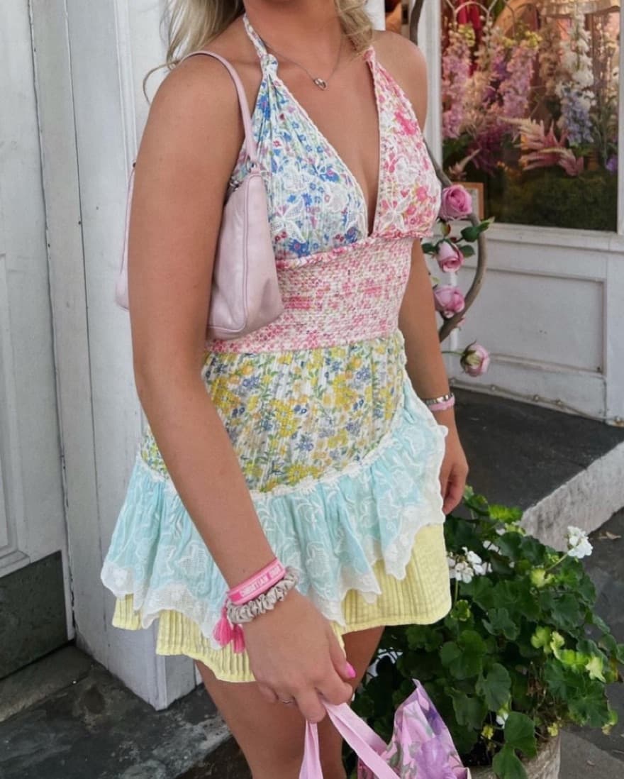 LoveShackFancy Floral Halter Mini Dress  - Image 1