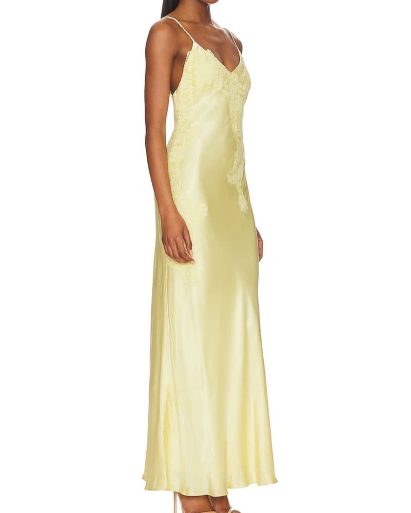 Avoco Lace Detail Dress In Canary Yellow - Image 2