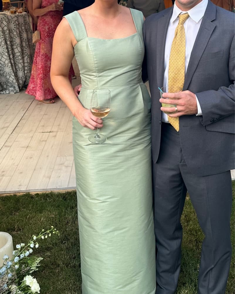 Mint Green Satin Midi Dress - Image 1