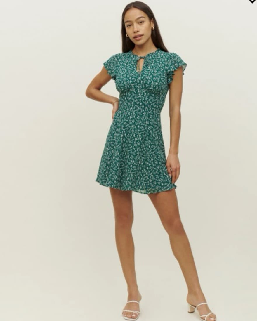 Reformation Green Floral Dress - Image 2