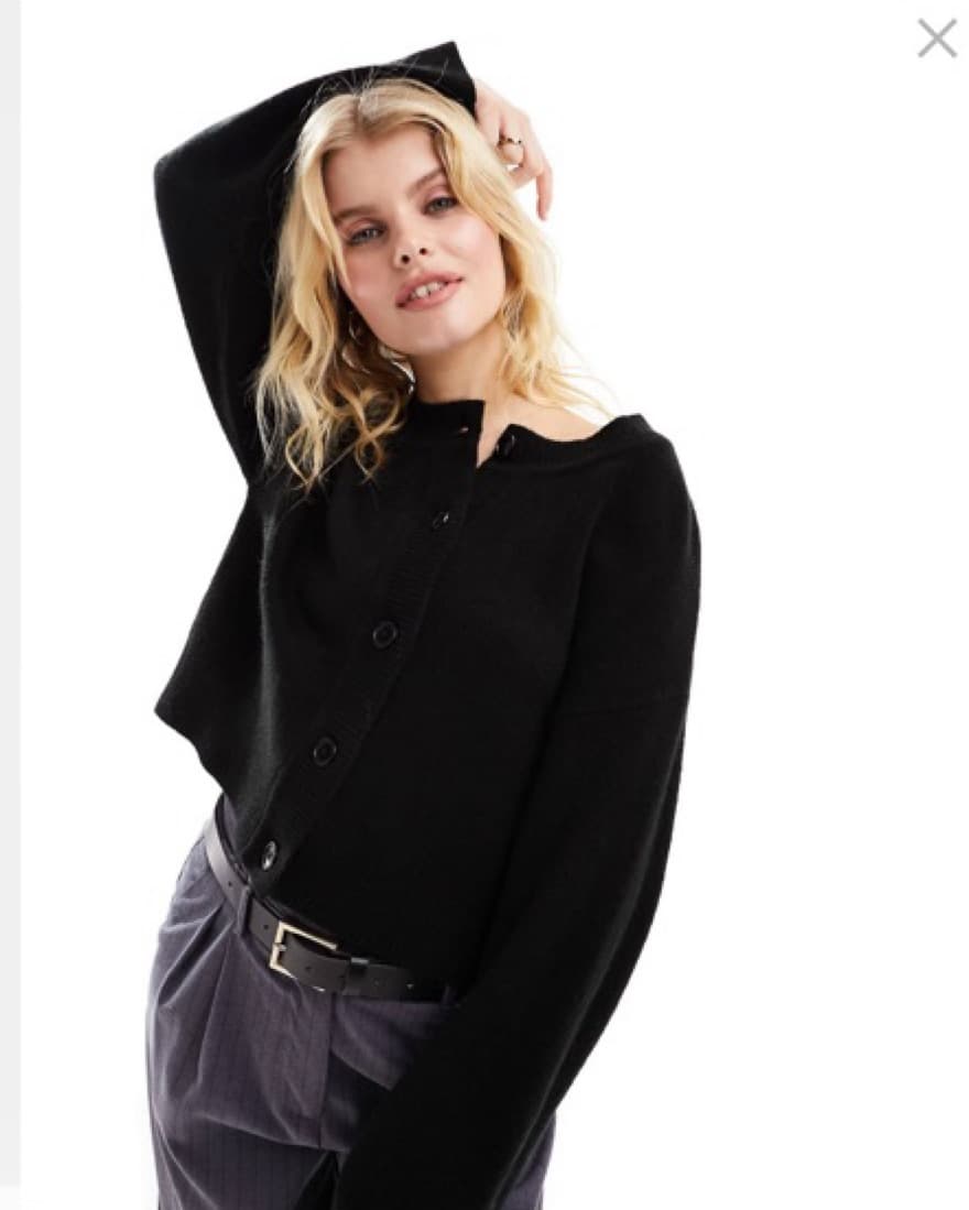Black Crew Neck Cardigan - Image 1