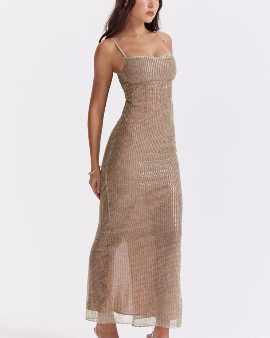 House Of CB Alondra Cafe Au Lait Beaded - Image 4