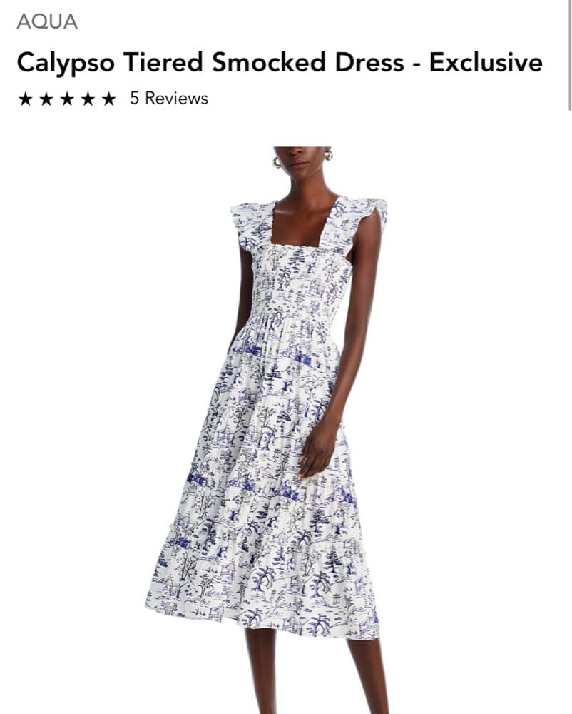 AQUA Calypso Tiered Smocked Dress - Image 1