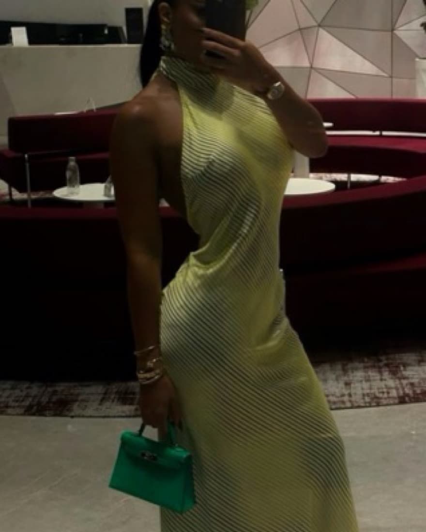 Satin Effect Halter Long Dress  - Image 2