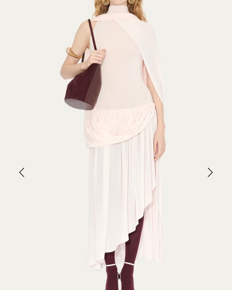 ALAIA Mock Neck Draped Gown with Cape - Image 2