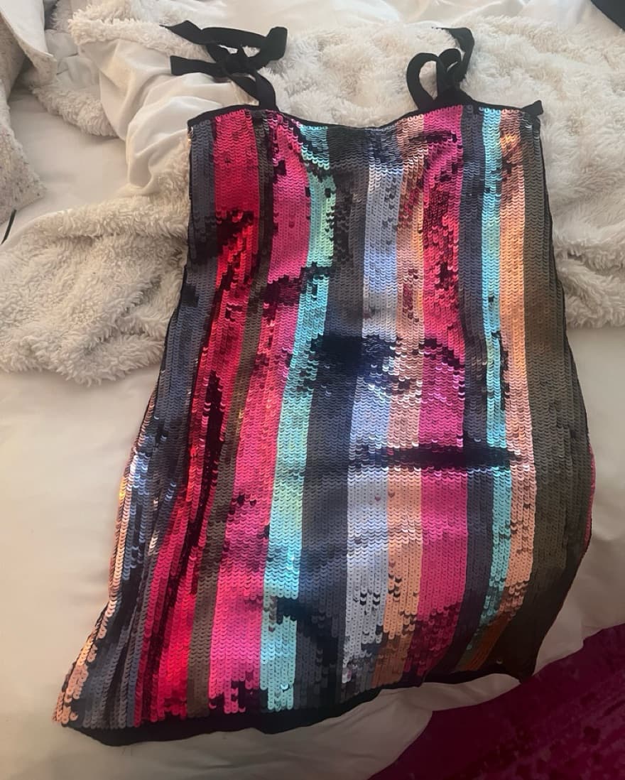Tanya Taylor Sequin Rainbow Stripe Mini  - Image 3