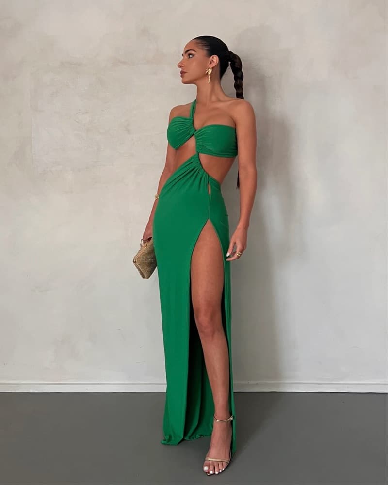 Stunning Green Cut-Out Maxi Dress - Image 1